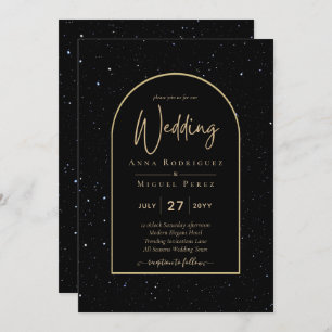 Mystique BLACK GOLD Starry Night Wedding Einladung