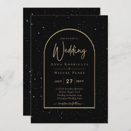 Mystique BLACK GOLD Starry Night Wedding Einladung