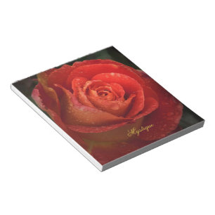 Mystique Dark Botanical Red Orange Rose Notizbuch Notizblock