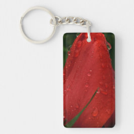 Mystique Dark Botanical Red Tulip Keyring Schlüsselanhänger