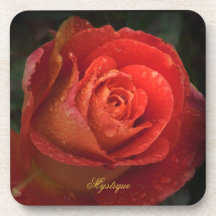 Mystique Dark Botanical Rote Orange Rose Untersetz