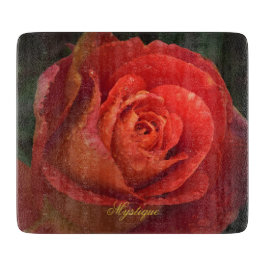 Mystique Dark Botanical Rote Orangenrose Tafel Schneidebrett