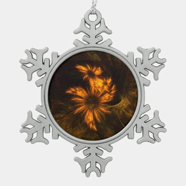 Mystique Garden Abstrakt Art Schneeflocken Zinn-Ornament (Vorderseite)