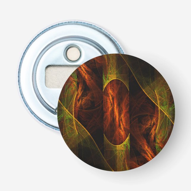 Mystique Jungle Abstrakt Art Button Flaschenöffner (Vorderseite)