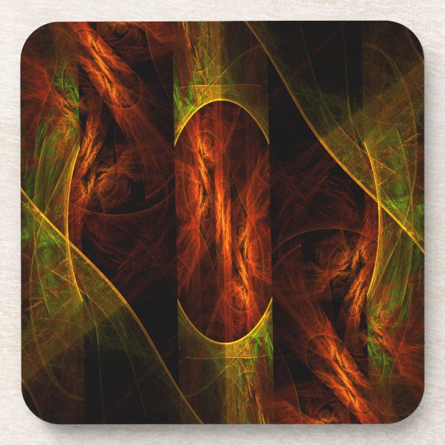 Mystique Jungle Abstrakt Art Cork Untersetzer (Vorderseite)