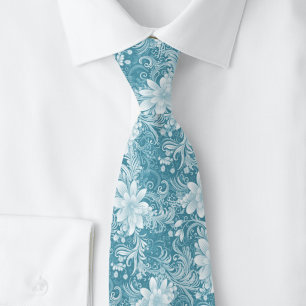 Mystisch Blaue Floral Batik Krawatte