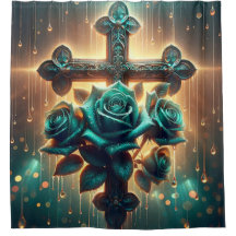 "Mystisch blaue Rose und Kreuz"