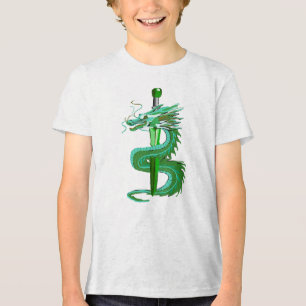 Mystisch grüne Schlangendrache Tri-Blend Shirt