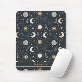 Mystisch himmlisches Mondmuster Individueller Name Mousepad