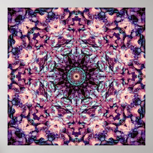 Mystisch Lila Biolumineszenz Kaleidoskop Kunst Poster (Vorne)