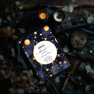 Mystisch Mitternachtsblau und Gold Wasserfarbe Bra Einladung
