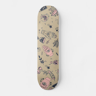 Mystisch-ösoterisch-rosa-böse Augen-Handtuch beige Skateboard