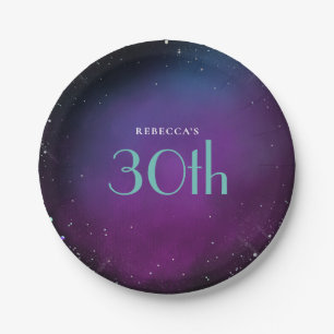 Mystische 30. Geburtstagsbezeichnung Lila Name Pappteller