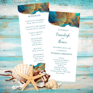Mystische Abstrakte Aquamarine Korallenhochzeit Programm