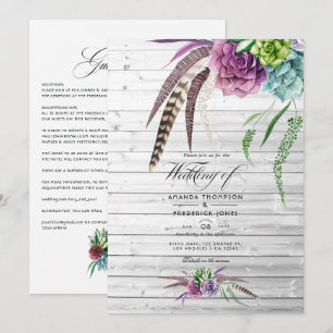 Mystische Aquarell-Sukkulenten Boho-Hochzeit Einladung