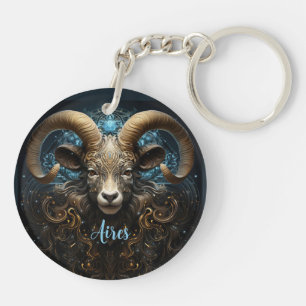 Mystische Aries-Sternzeichen-Kunst Schlüsselanhänger