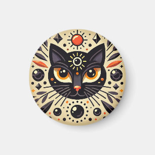 Mystische Artwork einer schwarzen Katze Magnet