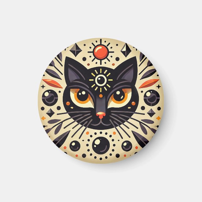 Mystische Artwork einer schwarzen Katze Magnet (Vorne)