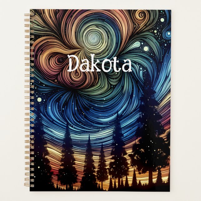 Mystische ätherische Kunst mit Bäumen und nächtlic Planer (Vorderseite)