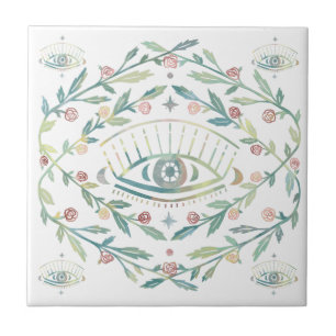 Mystische Augen Rose Weinreben Magischer Boho farb Fliese
