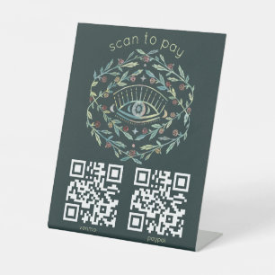 Mystische Augen Rosen Reben Magischer QR-Scan zum Sockelschild