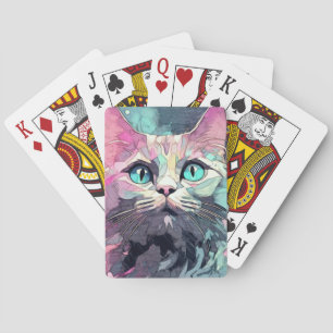 Mystische Blaue Augen Katze Süße Katze Spielkarten