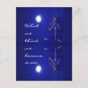 Mystische blaue Buddha-Reflexion mit Zitat Postkarte