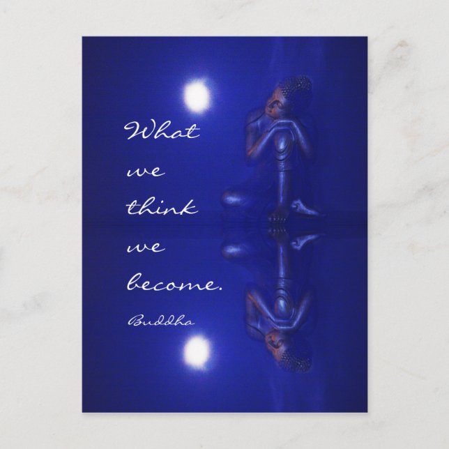 Mystische blaue Buddha-Reflexion mit Zitat Postkarte (Vorderseite)
