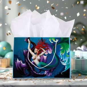 Mystische Blaue Fantasy Meerjungfrau Lila Wasser D Große Geschenktüte