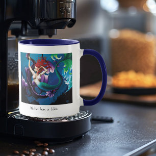 Mystische Blaue Fantasy Meerjungfrau Lila Wasser D Tasse