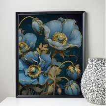 Mystische Blaue Mohn-Decoupage