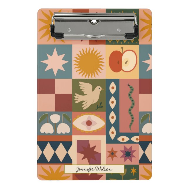 Mystische Bohemische Himmelsmuster Mini Klemmbrett (Vorderseite)