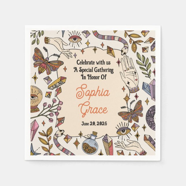 Mystische Boho-Himmels-Partyservietten Serviette (Vorderseite)