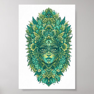 Mystische Botanische Göttin Psychedelische Heilige Poster