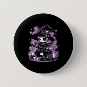 Mystische Charmen Halloween Hexe Graphic Button