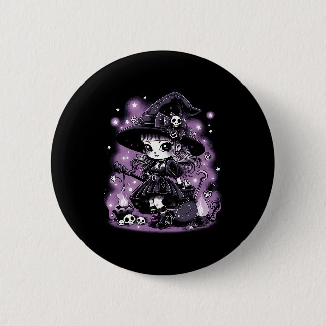 Mystische Charmen Halloween Hexe Graphic Button (Vorderseite)