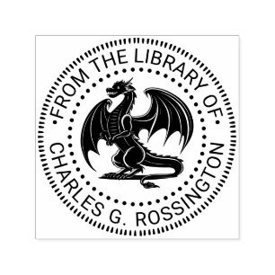 Mystische Drachen-Silhouette #10N Bibliotheksbuchn Permastempel