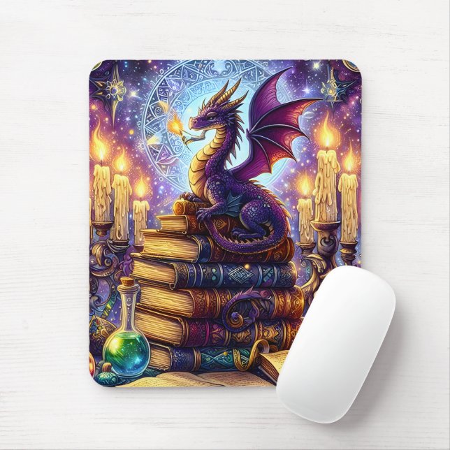 Mystische Drachen-Zauberbücher Mousepad (Mit Mouse)
