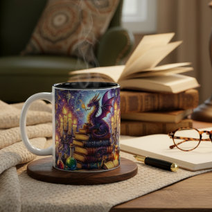 Mystische Drachenzauberer-Bücher Zweifarbige Tasse