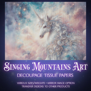 Mystische Einhorn-Galaxie-Himmel-Dekupage  Seidenpapier