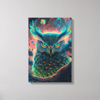 Mystische Eule psychedelischer Leinwanddruck