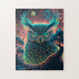 Mystische Eule psychedelisches Puzzle Geistiges