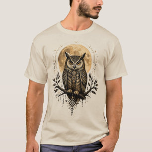 Mystische Eule unter dem Vollmond – Amazigh-Stamme T-Shirt