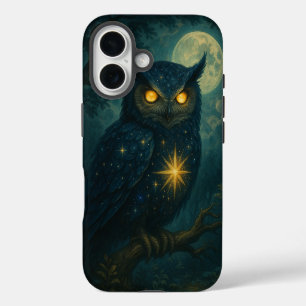 Mystische Eule unter Mondlicht Fantasy Sternennach iPhone 16 Hülle