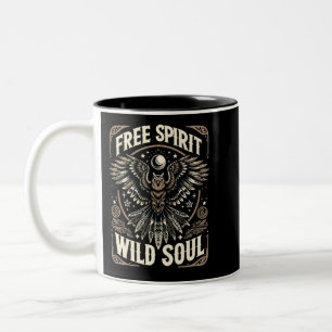 Mystische Eule - Wildes freies Soul Zweifarbige Tasse