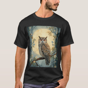 Mystische Eulen-Mondlicht-Waldkunst Wald-Eule I T-Shirt