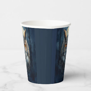Mystische Eulen-Wasserfarbenkunst   Dunkle Waldmon Pappbecher