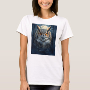 Mystische Eulen-Wasserfarbenkunst Dunkle Waldmon T-Shirt