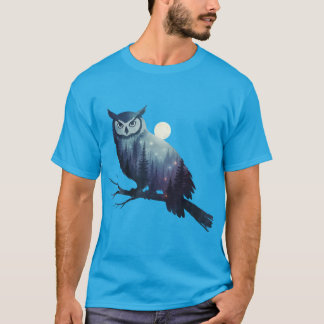Mystische Eulensilhouette Vollmond Sternennacht T-Shirt