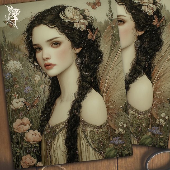 Mystische Faibe mit Blütenkrone und Schmetterlinge Seidenpapier (Von Creator hochgeladen)